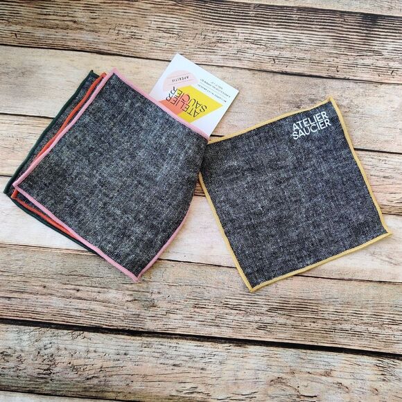 Atelier Saucier Cocktail Napkin Set Rainbow Chambray - Picture 7 of 9